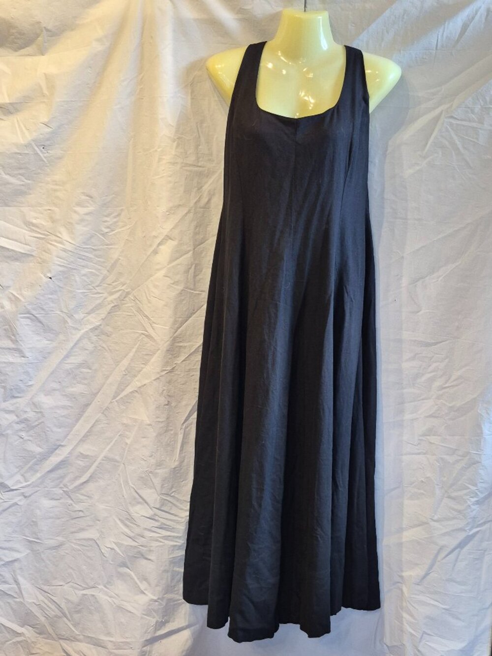 NWT GAP M Black Linen-Blend Midi Dress - Picture 6 of 8